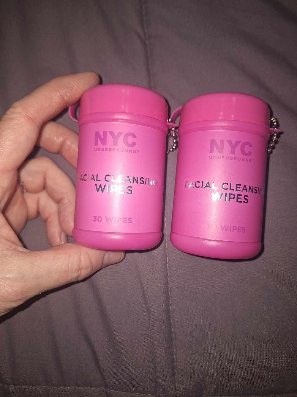 NYC Pink Facial Cleansing Wipes Travel Containers